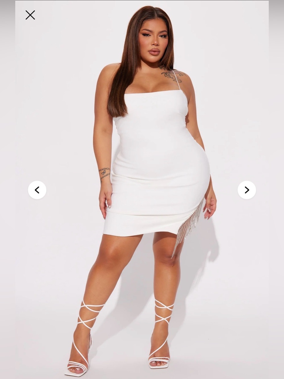 NWT Fashion Nova White Fringe Mini Dress - size 2X